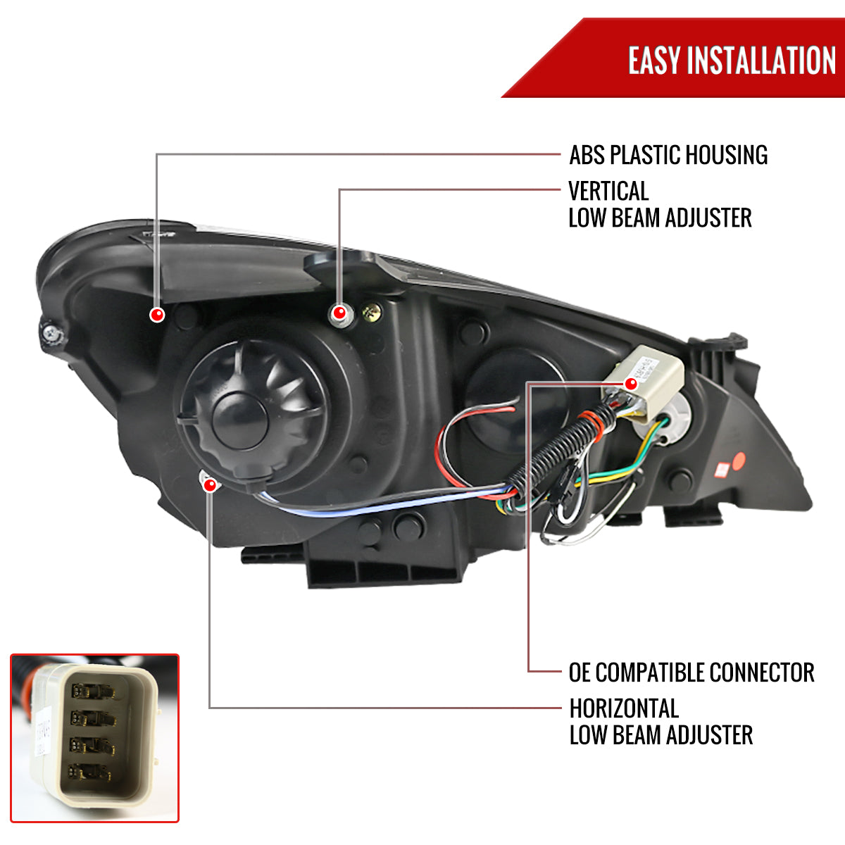 2010-2012 Hyundai Genesis Coupe Projector Headlights w/ SMD LED Light Strip (Jet Black Housing/Clear Lens)