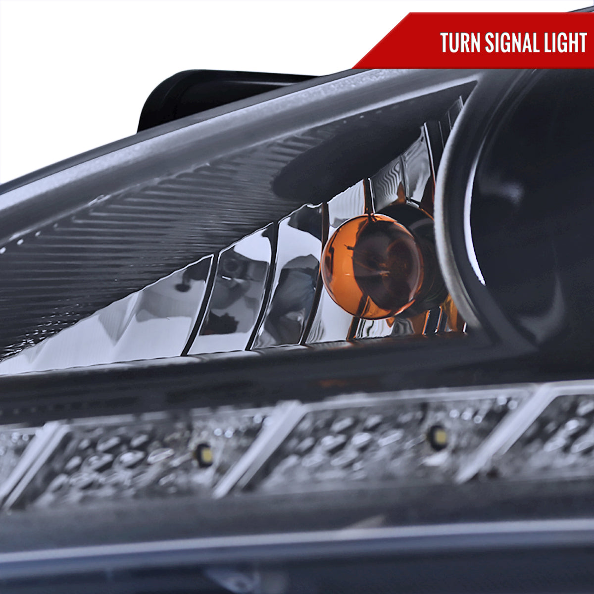 2010-2012 Hyundai Genesis Coupe R8 Style LED Strip Projector Headlights (Glossy Black Housing/Smoked Lens)