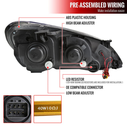 2010-2012 Hyundai Genesis Coupe Sequential LED Bar Projector Headlights (Matte Black Housing/Clear Lens)