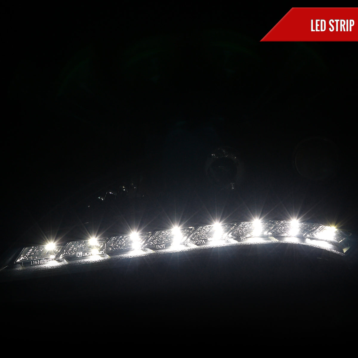 2010-2012 Hyundai Genesis Coupe Projector Headlights w/ SMD LED Light Strip (Matte Black Housing/Clear Lens)