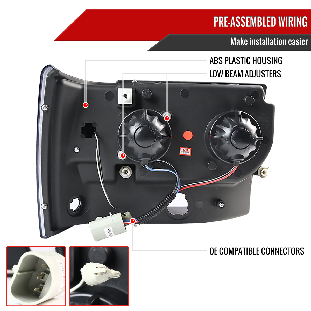 1993-1996 Jeep Grand Cherokee Dual Halo Projector Headlights (Chrome Housing/Clear Lens)