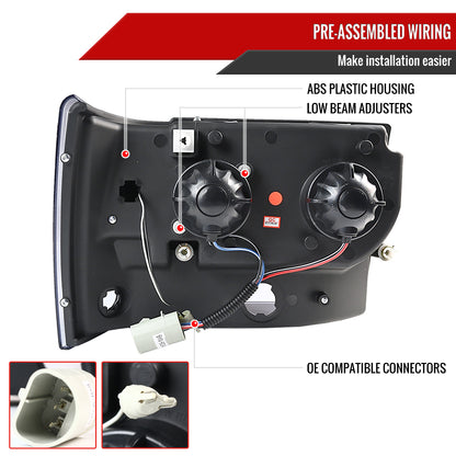 1993-1996 Jeep Grand Cherokee Dual Halo Projector Headlights (Chrome Housing/Clear Lens)