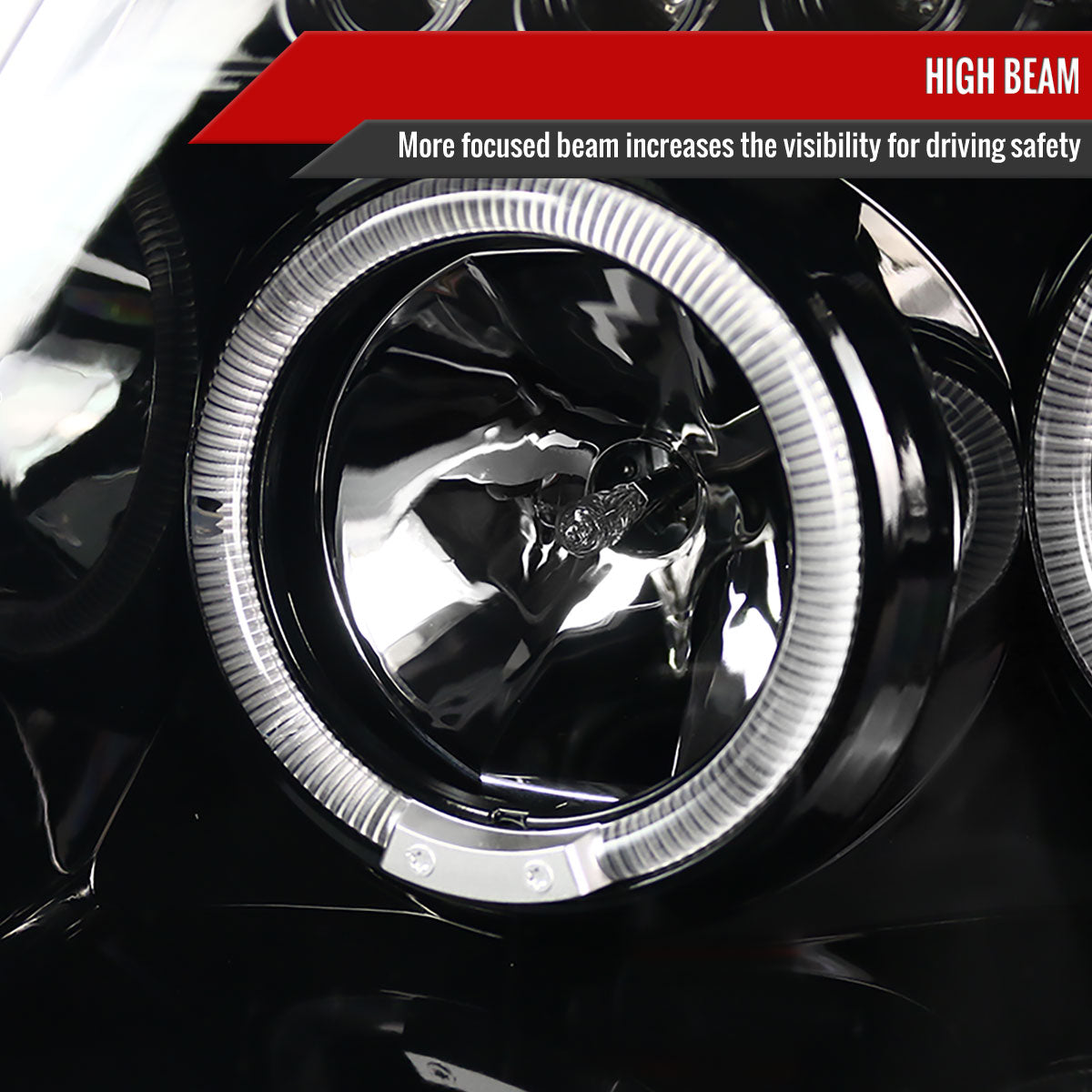 1999-2004 Jeep Grand Cherokee Dual Halo Projector Headlights (Jet Black Housing/Clear Lens)