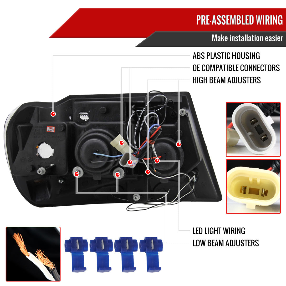1999-2004 Jeep Grand Cherokee Dual Halo Projector Headlights (Jet Black Housing/Clear Lens)