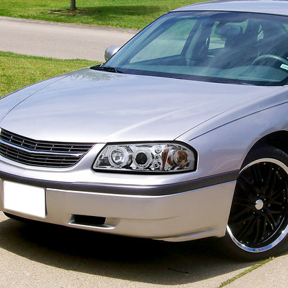 2000-2005 Chevrolet Impala Dual Halo Projector Headlights (Chrome Housing/Clear Lens)