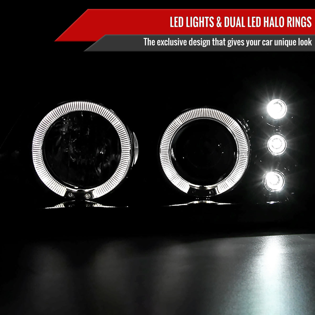 2000-2005 Chevrolet Impala Dual Halo Projector Headlights (Glossy Black Housing/Smoked Lens)