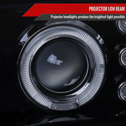 2000-2005 Chevrolet Impala Dual Halo Projector Headlights (Glossy Black Housing/Smoked Lens)