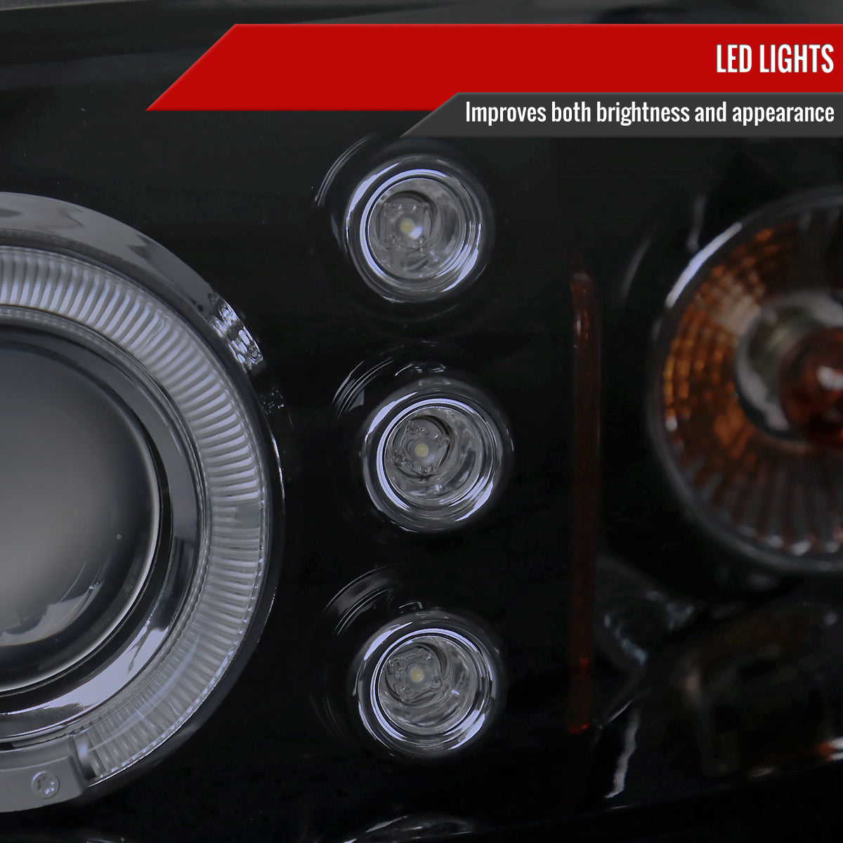 2000-2005 Chevrolet Impala Dual Halo Projector Headlights (Glossy Black Housing/Smoked Lens)
