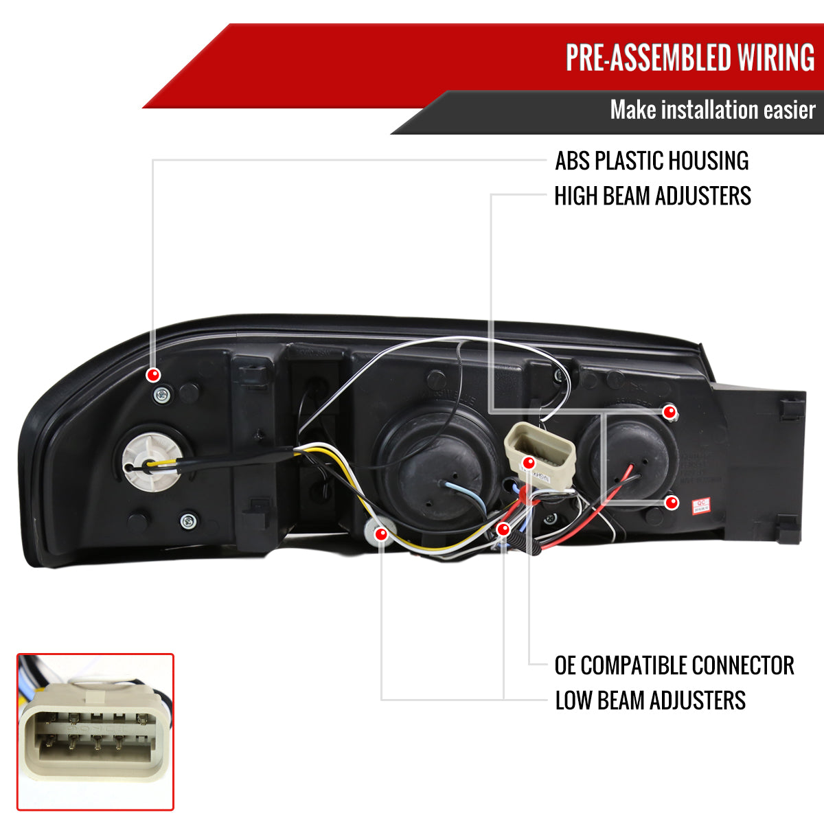 2000-2005 Chevrolet Impala Dual Halo Projector Headlights (Glossy Black Housing/Smoked Lens)