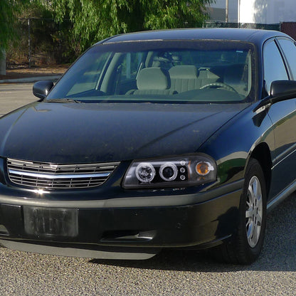 2000-2005 Chevrolet Impala Dual Halo Projector Headlights (Glossy Black Housing/Smoked Lens)