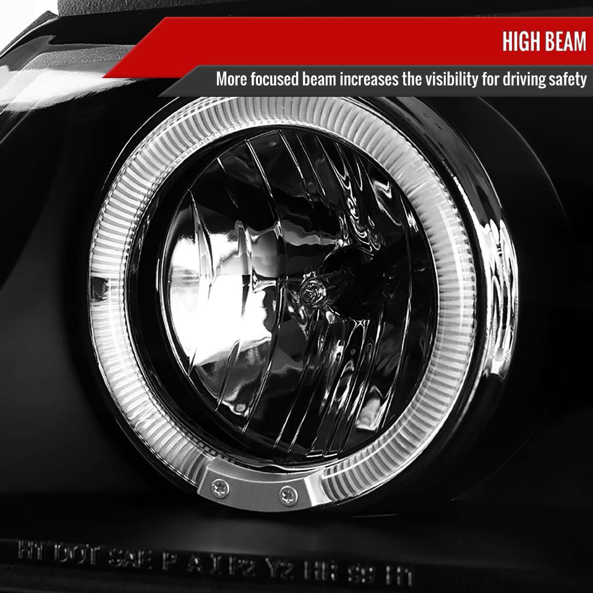 2000-2005 Chevrolet Impala Dual Halo Projector Headlights (Matte Black Housing/Clear Lens)