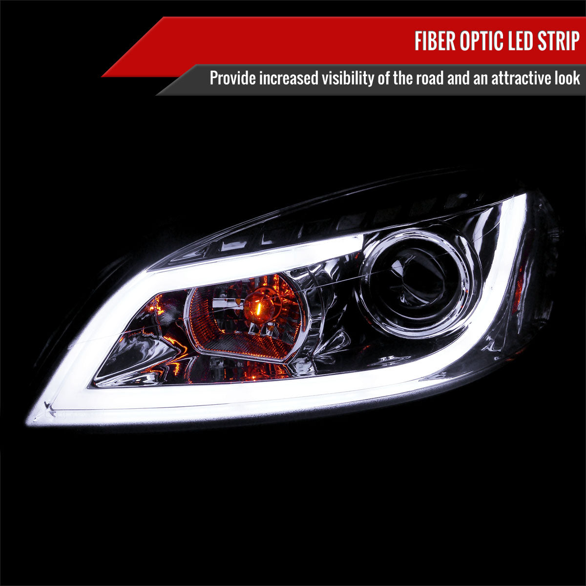 2006-2013 Chevrolet Impala / 2014-2015 Impala Limited / 2006-2007 Monte Carlo LED Bar Projector Headlights (Chrome Housing/Clear Lens)