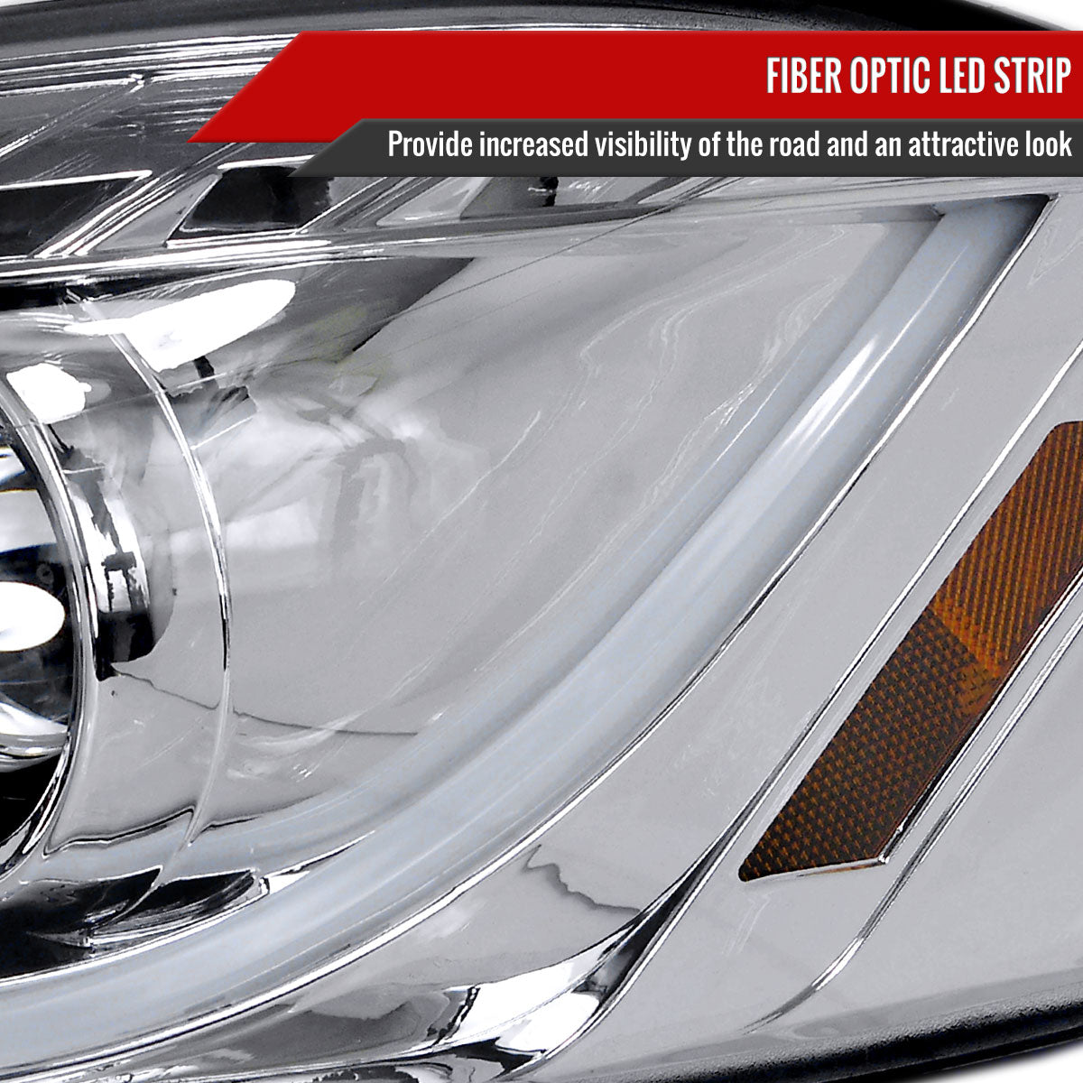 2006-2013 Chevrolet Impala / 2014-2015 Impala Limited / 2006-2007 Monte Carlo LED Bar Projector Headlights (Chrome Housing/Clear Lens)