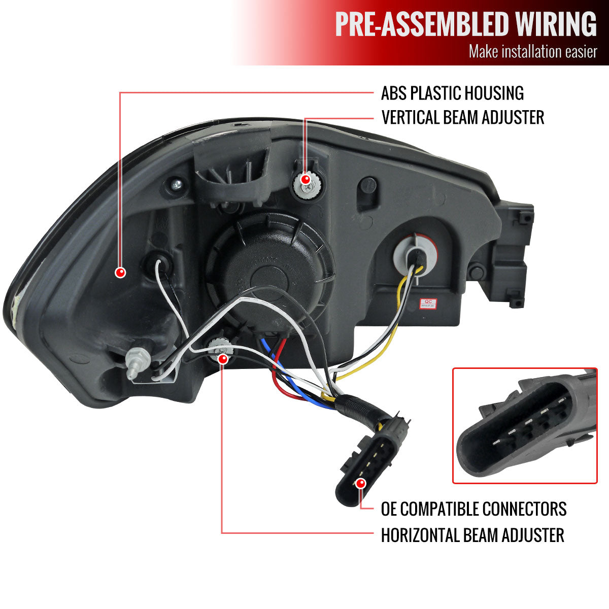 2006-2013 Chevrolet Impala / 2014-2015 Impala Limited / 2006-2007 Monte Carlo LED Bar Projector Headlights (Chrome Housing/Clear Lens)