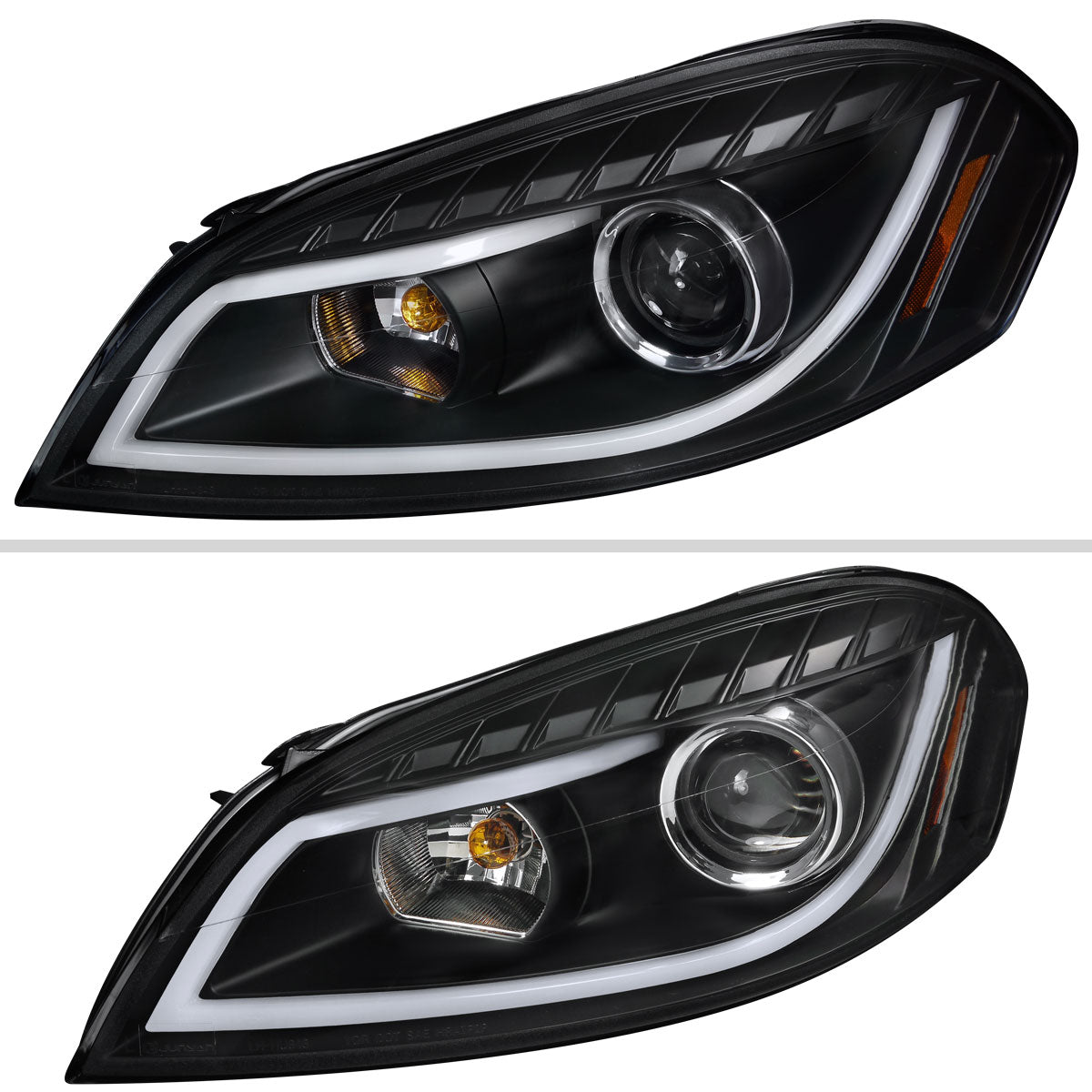 2006-2013 Chevrolet Impala / 2014-2015 Impala Limited / 2006-2007 Monte Carlo LED Bar Projector Headlights (Matte Black Housing/Clear Lens)