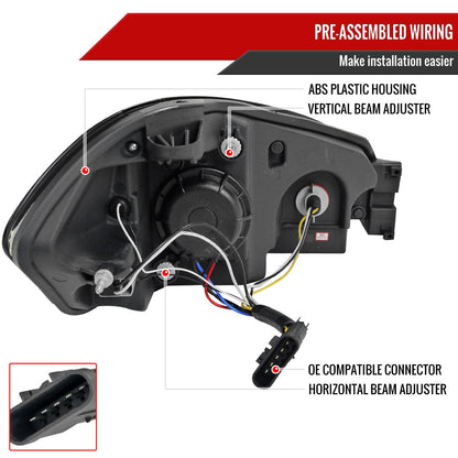 2006-2013 Chevrolet Impala / 2014-2015 Impala Limited / 2006-2007 Monte Carlo LED Bar Projector Headlights (Matte Black Housing/Clear Lens)