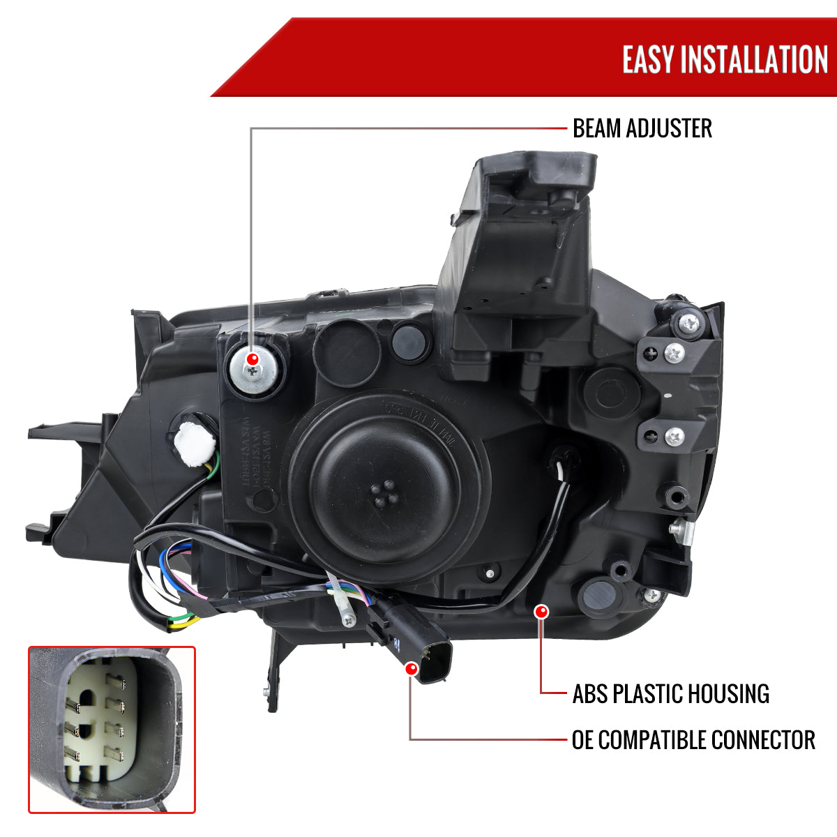 2014-2020 Chevy Impala Factory Style Projector Headlight - Passenger Side (Jet Black Housing / Clear Lens)