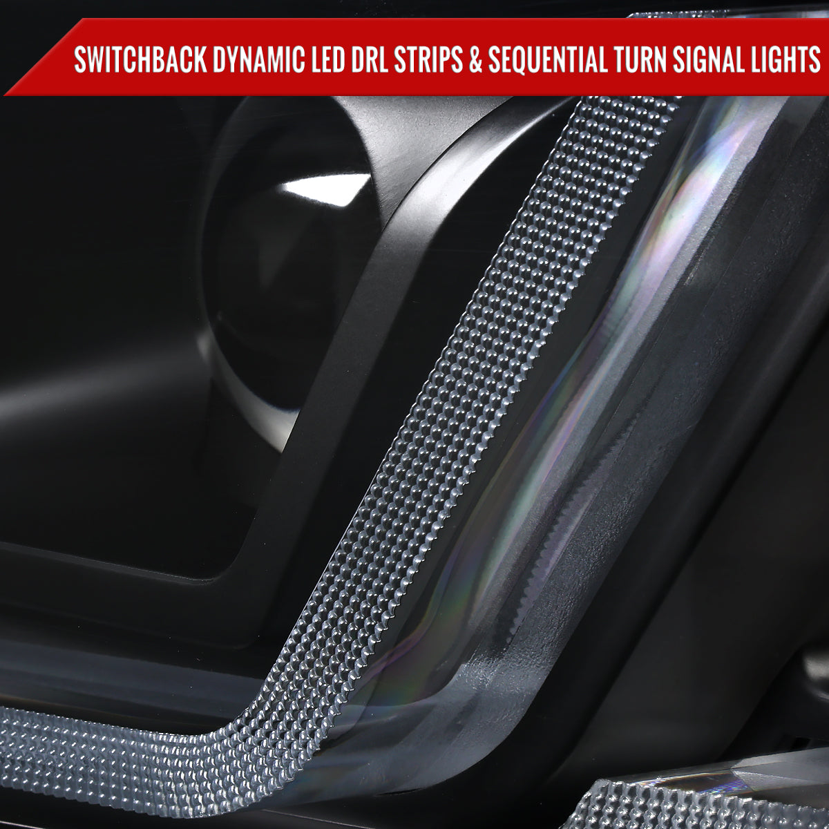 2014-2020 Chevy Impala LED DRL Sequential Projector Headlights (Matte Black Housing / Clear Lens)