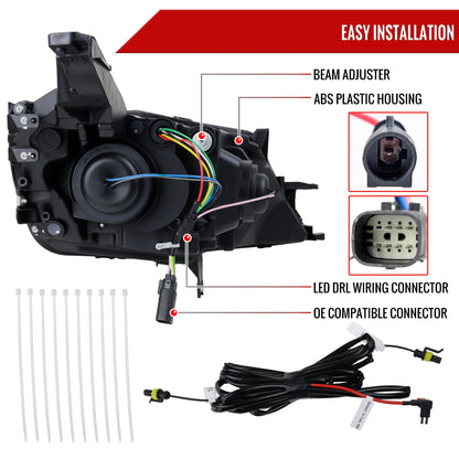 2014-2020 Chevy Impala LED DRL Sequential Projector Headlights (Matte Black Housing / Clear Lens)