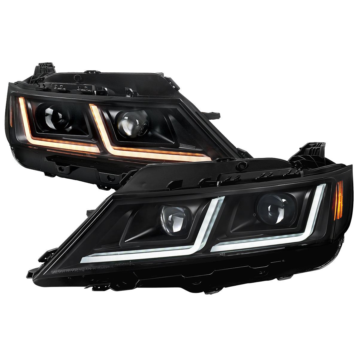 2014-2020 Chevy Impala LED DRL Sequential Projector Headlights (Matte Black Housing / Clear Lens)