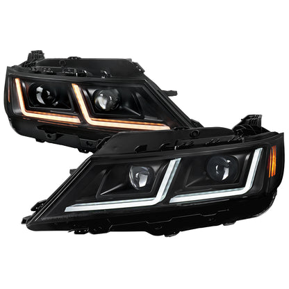 2014-2020 Chevy Impala LED DRL Sequential Projector Headlights (Matte Black Housing / Clear Lens)