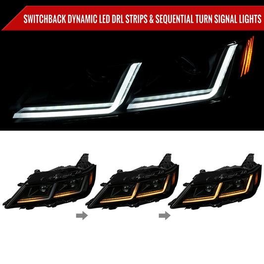 2014-2020 Chevy Impala LED DRL Sequential Project Headlights (Black Housing / Smoked Lens)