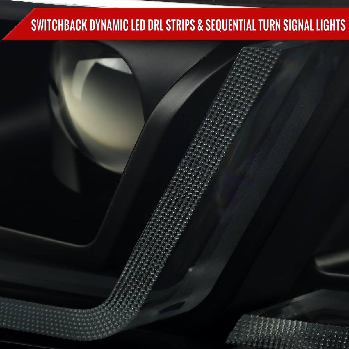 2014-2020 Chevy Impala LED DRL Sequential Project Headlights (Black Housing / Smoked Lens)