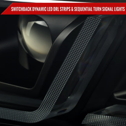2014-2020 Chevy Impala LED DRL Sequential Project Headlights (Black Housing / Smoked Lens)