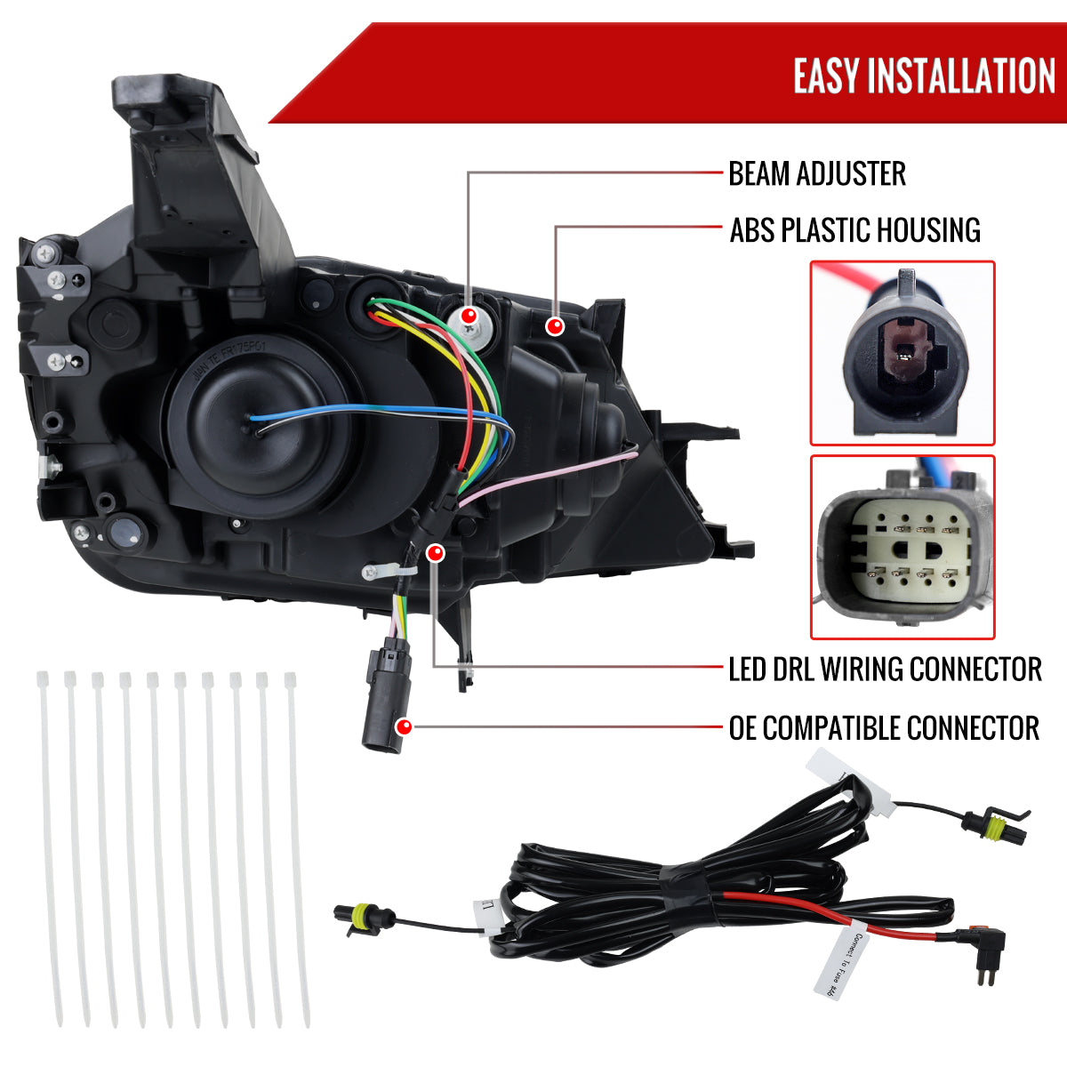 2014-2020 Chevy Impala LED DRL Sequential Project Headlights (Black Housing / Smoked Lens)