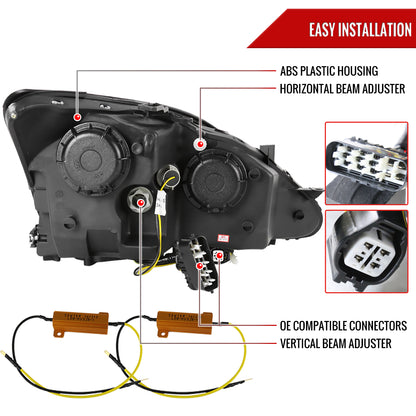 2006-2010 Lexus IS250/IS350 SMD LED Light Strip Projector Headlights (Chrome Housing/Clear Lens)