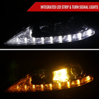2006-2010 Lexus IS250/IS350 SMD LED Light Strip Projector Headlights w/ LED Turn Signal Lights (Glossy Black Housing/Smoked Lens)