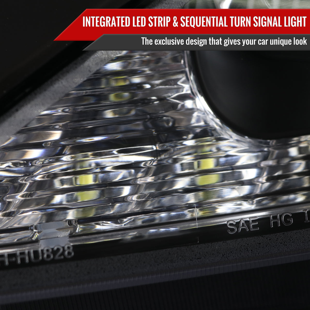 2006-2010 Lexus IS250/IS350 SMD LED Light Strip Projector Headlights w/ Sequential Turn Signals (Matte Black Housing/Clear Lens)