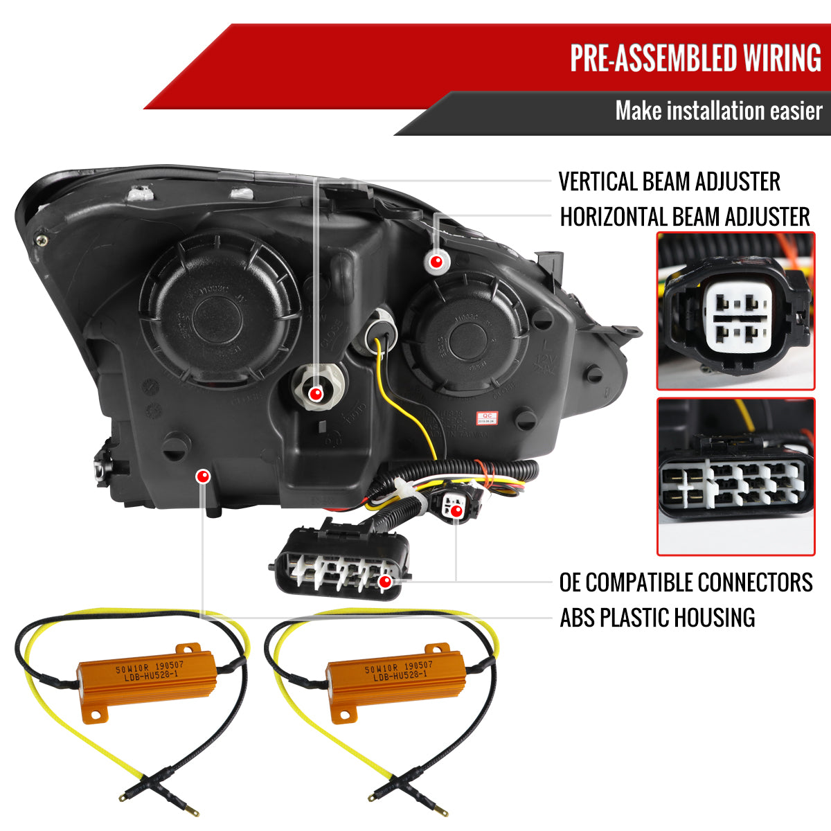 2006-2010 Lexus IS250/IS350 SMD LED Light Strip Projector Headlights w/ Sequential Turn Signals (Matte Black Housing/Clear Lens)