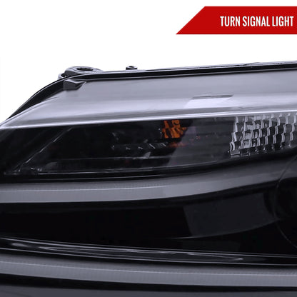 2011-2018 Volkswagen Jetta MK6 LED Bar Projector Headlights (Glossy Black Housing/Smoked Lens)