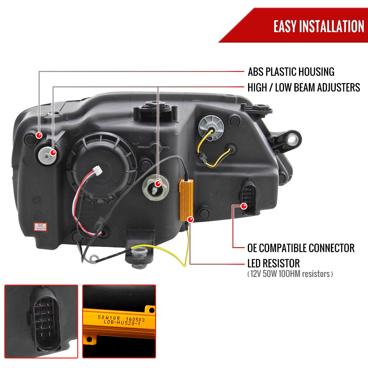 2011-2018 Volkswagen Jetta MK6 LED Bar Projector Headlights (Matte Black Housing/Clear Lens)