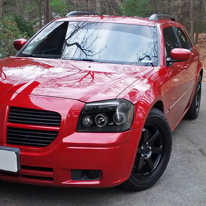 2005-2007 Dodge Magnum Dual Halo Projector Headlights (Jet Black Housing/Clear Lens)