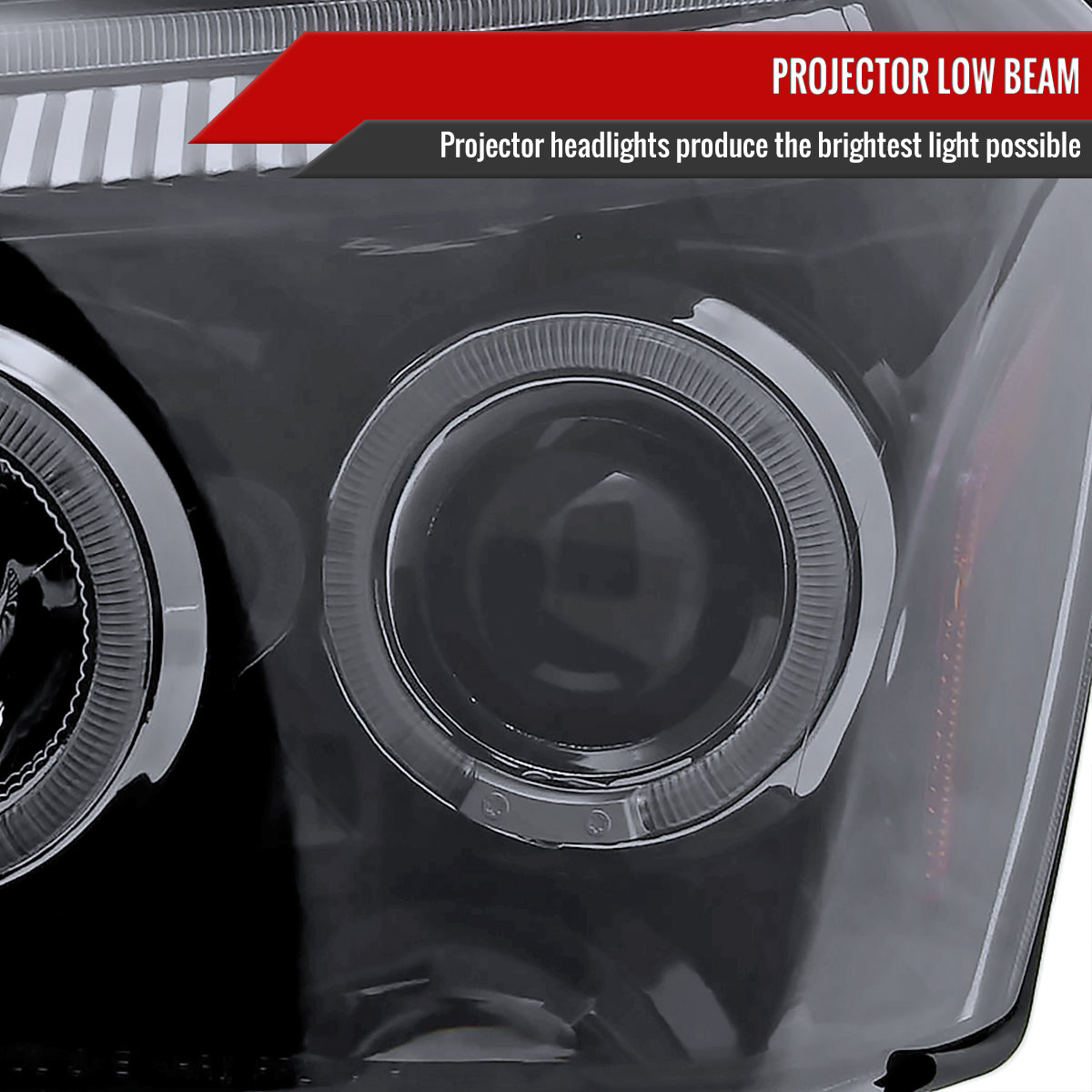 2005-2007 Dodge Magnum Dual Halo Projector Headlights (Glossy Black Housing/Smoked Lens)