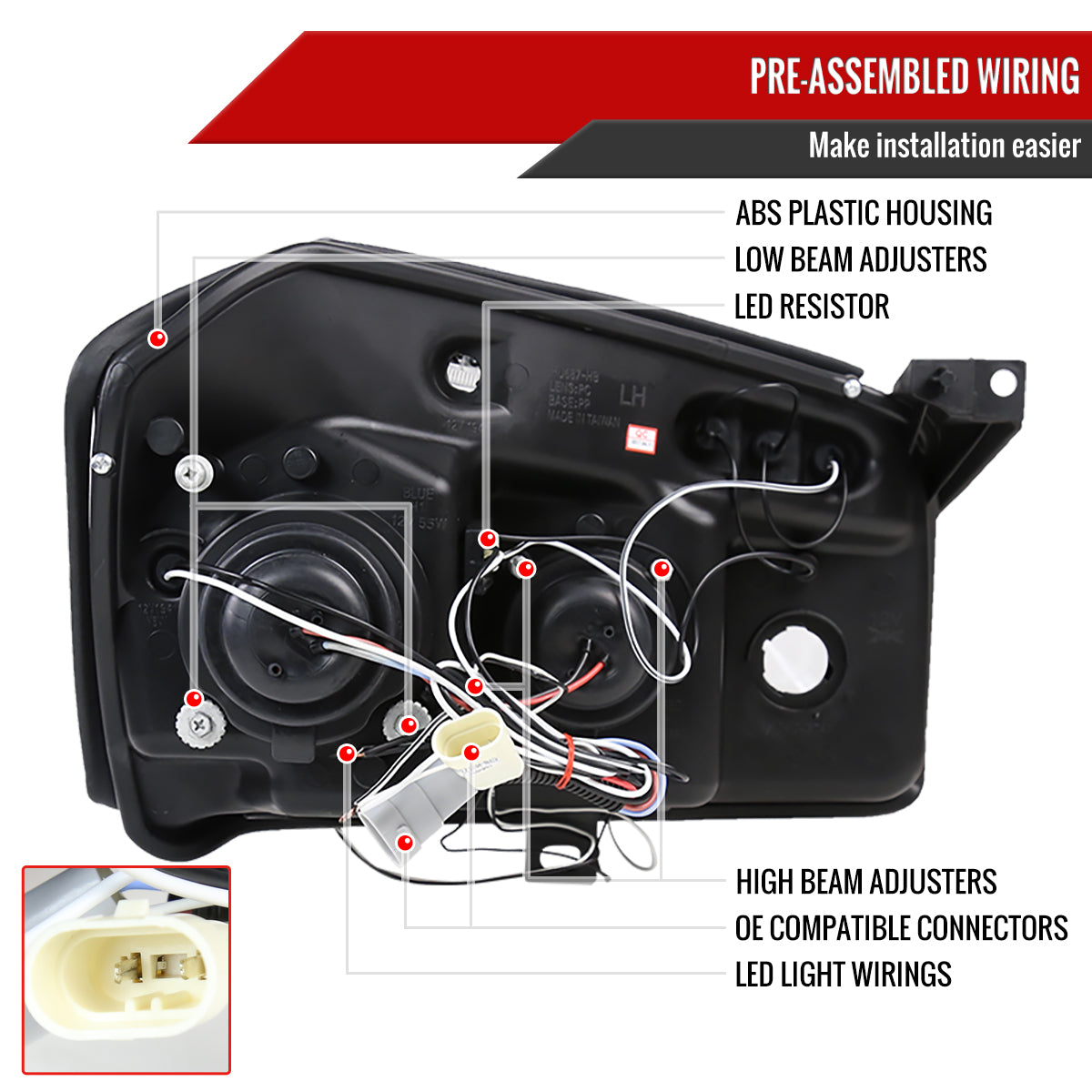 2005-2007 Dodge Magnum Dual Halo Projector Headlights (Glossy Black Housing/Smoked Lens)