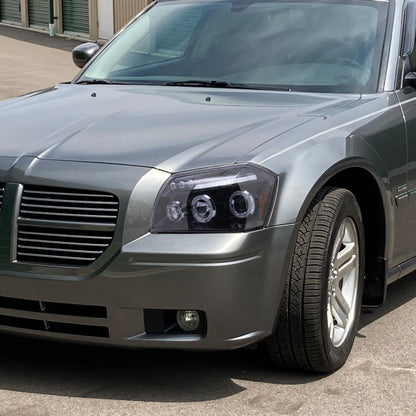 2005-2007 Dodge Magnum Dual Halo Projector Headlights (Glossy Black Housing/Smoked Lens)