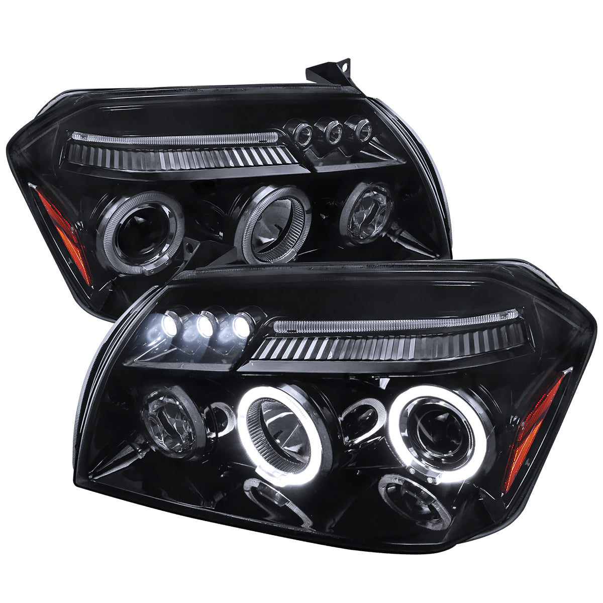 2005-2007 Dodge Magnum Dual Halo Projector Headlights (Glossy Black Housing/Smoked Lens)