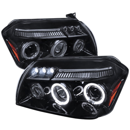 2005-2007 Dodge Magnum Dual Halo Projector Headlights (Glossy Black Housing/Smoked Lens)