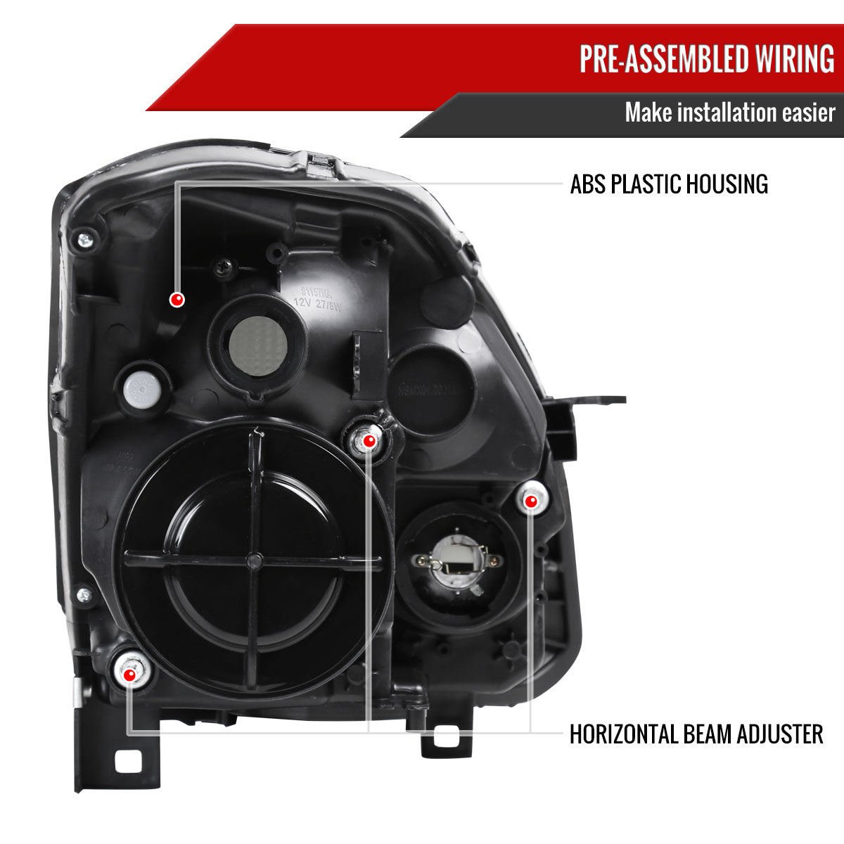 2004-2006 Nissan Maxima Projector Headlights w/ Amber Reflectors (Chrome Housing/Smoked Lens)