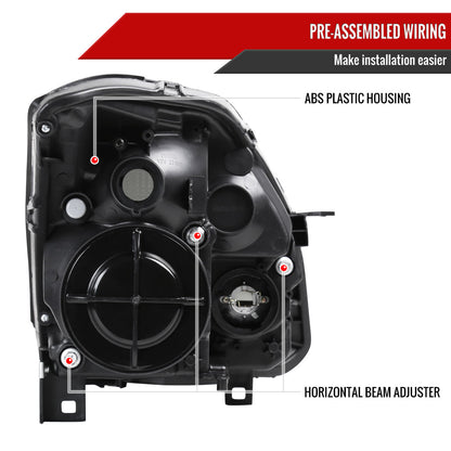 2004-2006 Nissan Maxima Projector Headlights w/ Amber Reflectors (Chrome Housing/Smoked Lens)