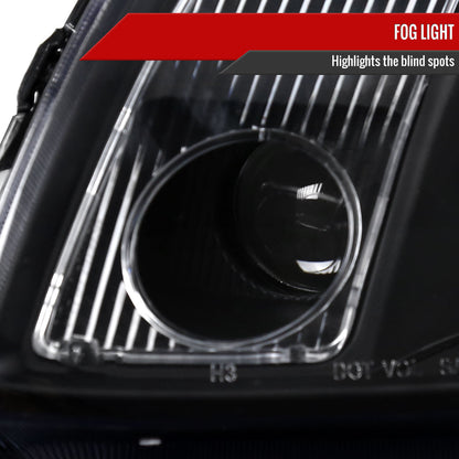 2004-2006 Nissan Maxima Projector Headlights w/ Amber Reflectors (Matte Black Housing/Clear Lens)