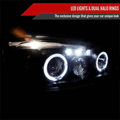 2004-2007 Chevrolet Malibu Dual Halo Projector Headlights (Matte Black Housing/Clear Lens)