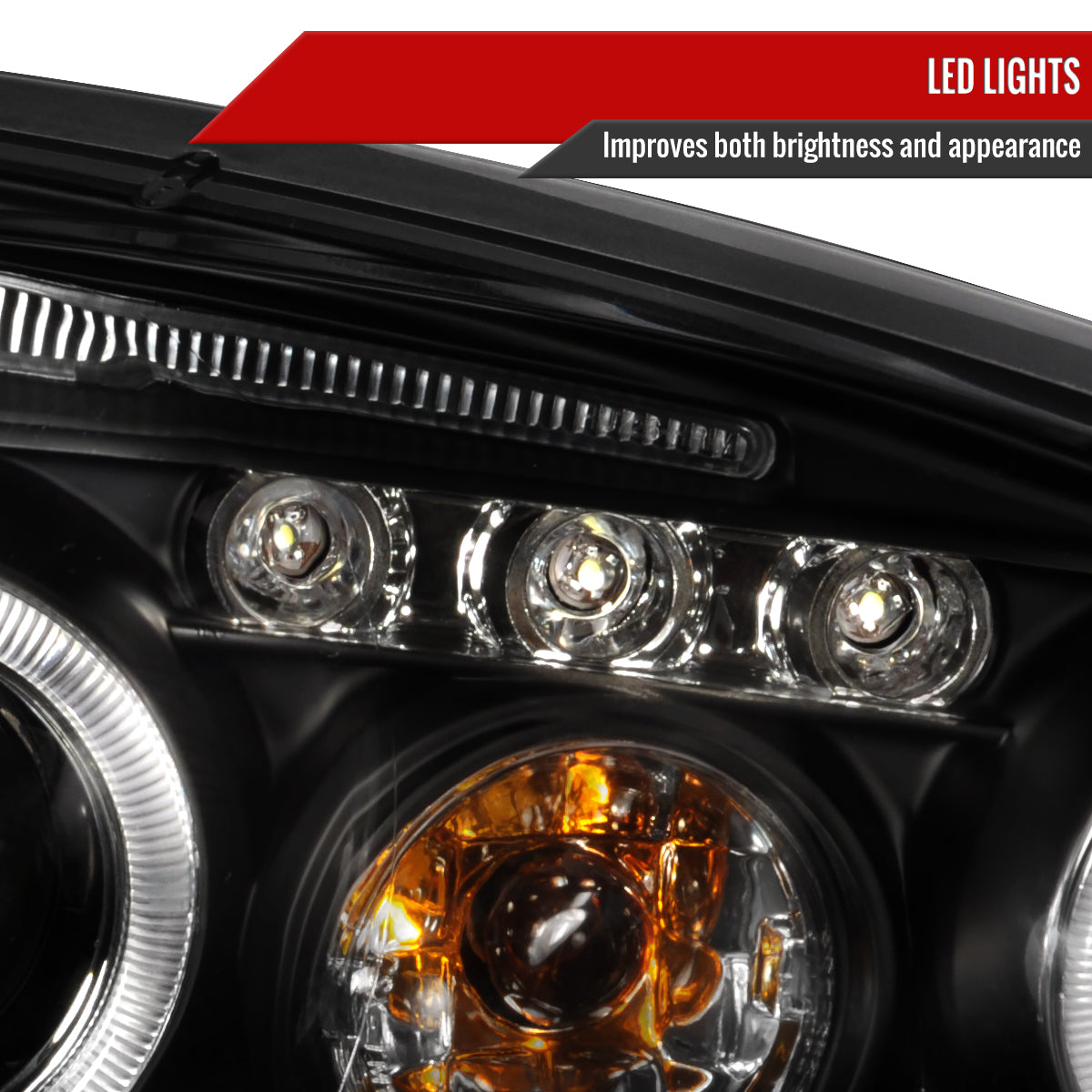 2004-2007 Chevrolet Malibu Dual Halo Projector Headlights (Matte Black Housing/Clear Lens)