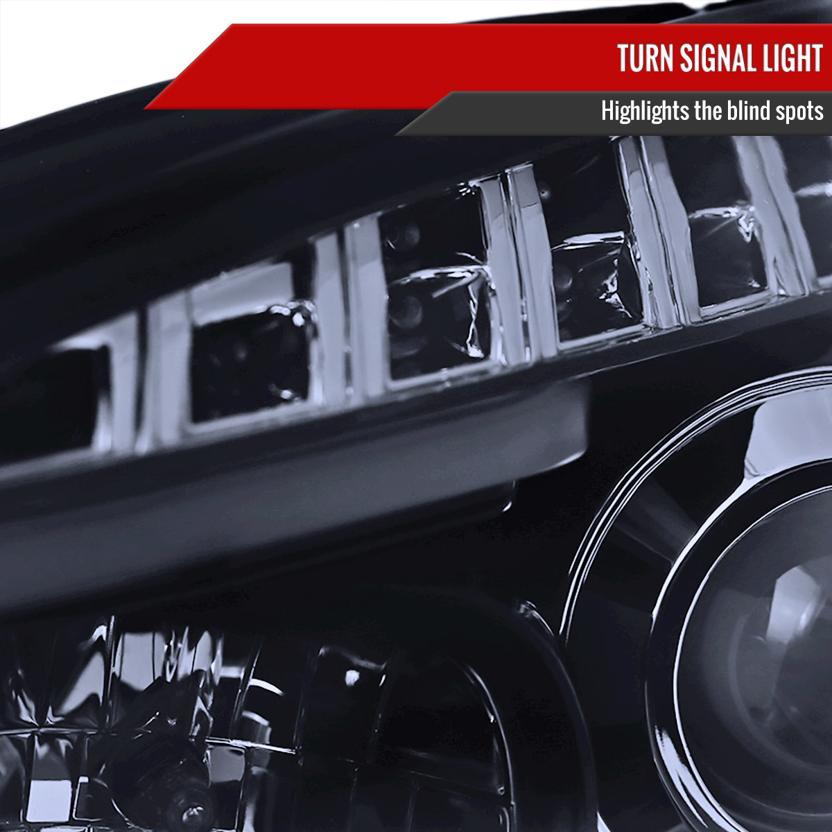 2008-2012 Chevrolet Malibu LS LT LTZ Hybrid LED Bar Projector Headlights w/ LED Turn Signal Lights (Glossy Black Housing/Smoked Lens)