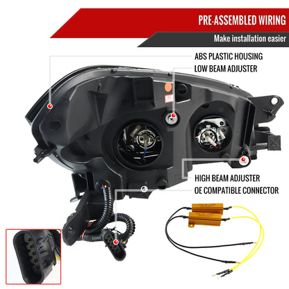 2008-2012 Chevrolet Malibu LS LT LTZ Hybrid LED Bar Projector Headlights w/ LED Turn Signal Lights (Glossy Black Housing/Smoked Lens)