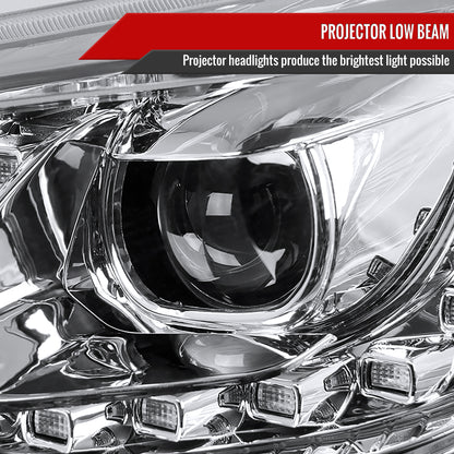 2013-2015 Chevrolet Malibu Projector Headlights w/ LED Light Strip (Chrome Housing/Clear Lens)
