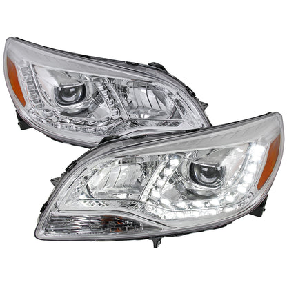 2013-2015 Chevrolet Malibu Projector Headlights w/ LED Light Strip (Chrome Housing/Clear Lens)